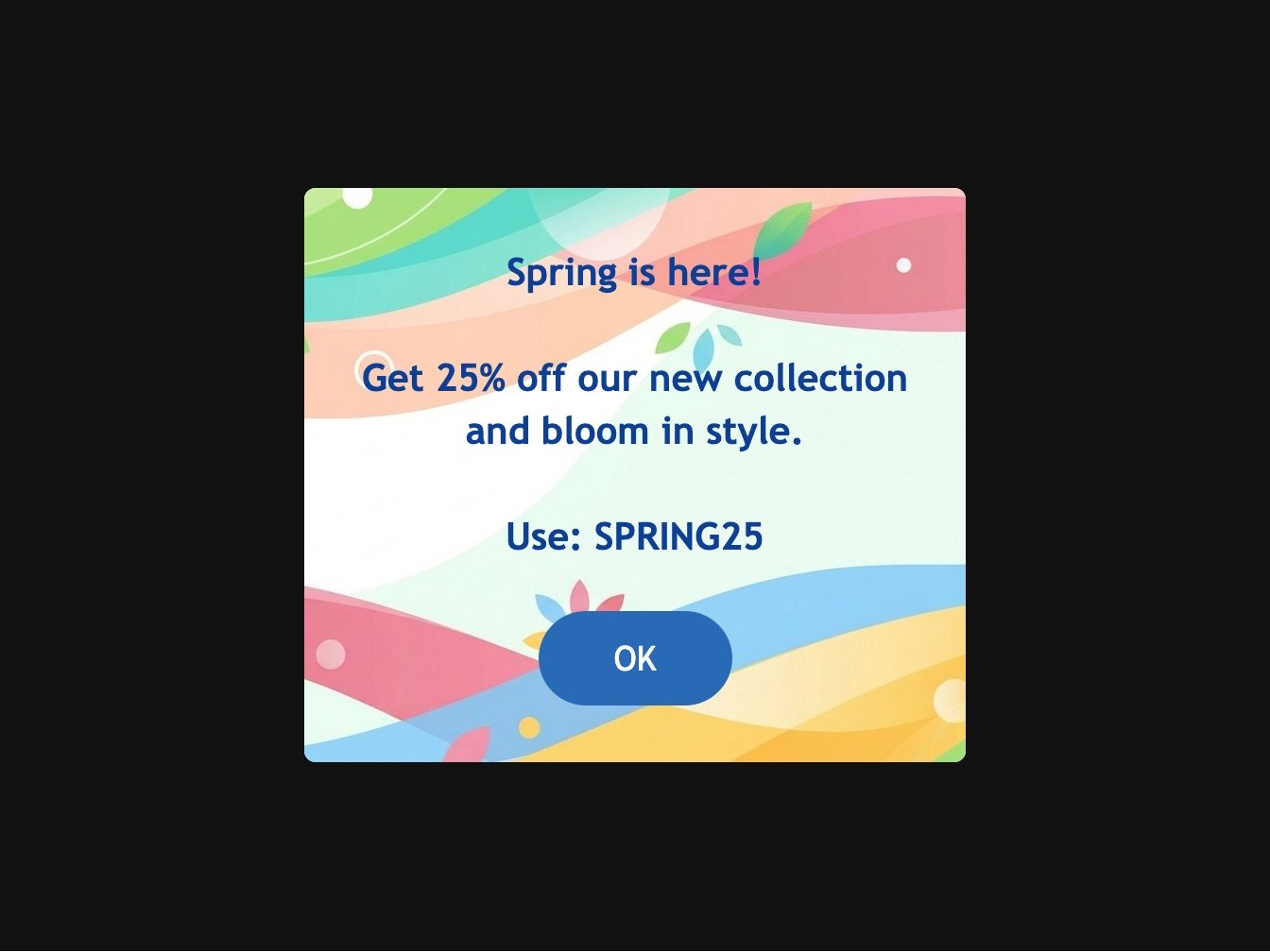 Welcome modal windows