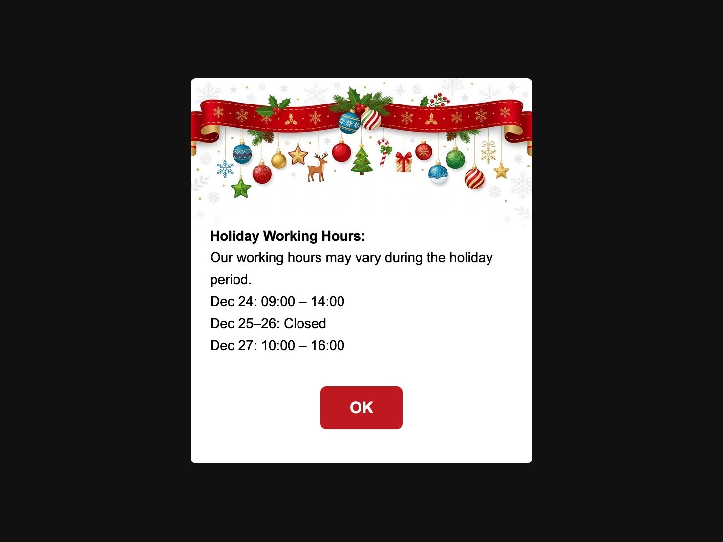 Welcome modal windows