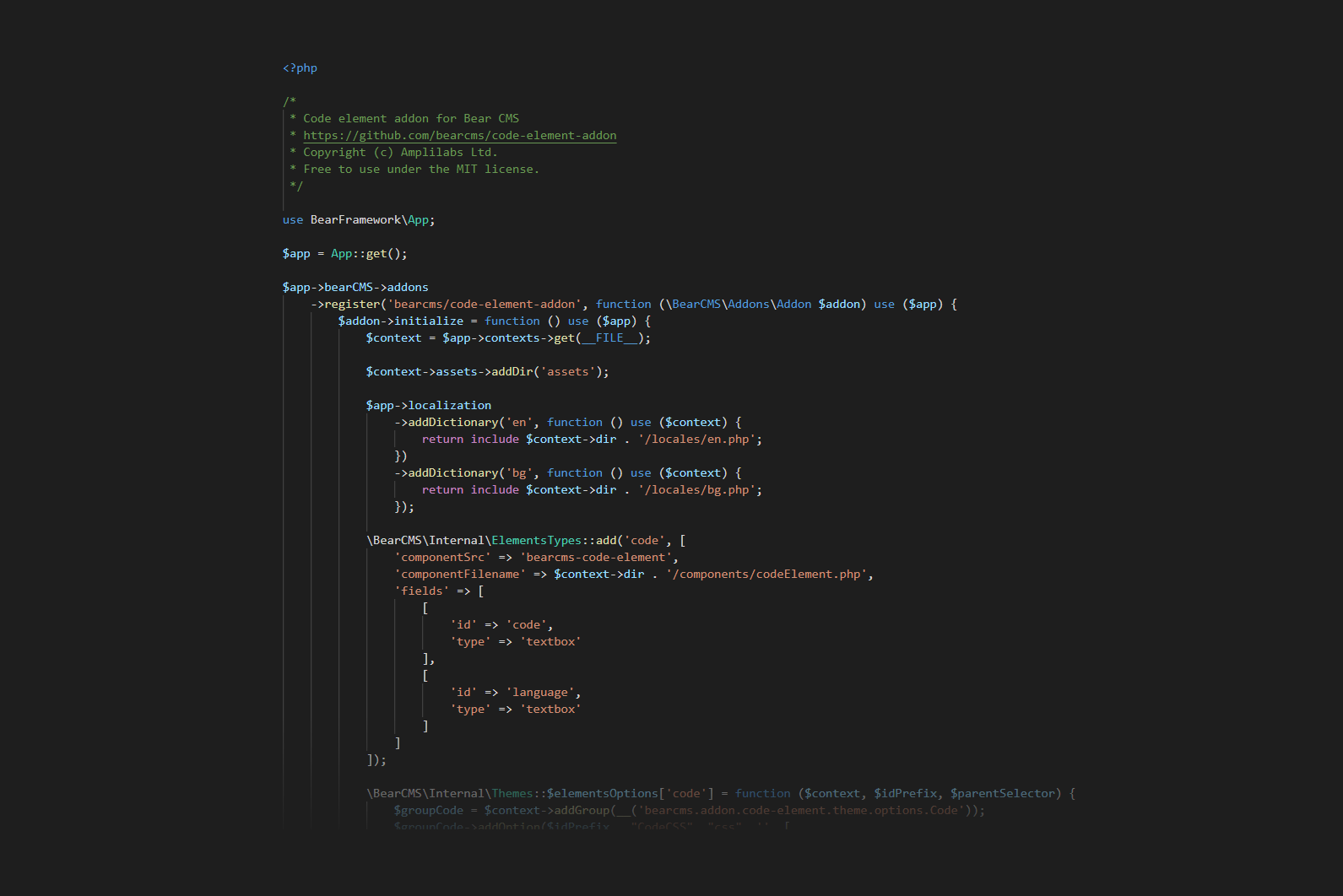 New addon: Source code element